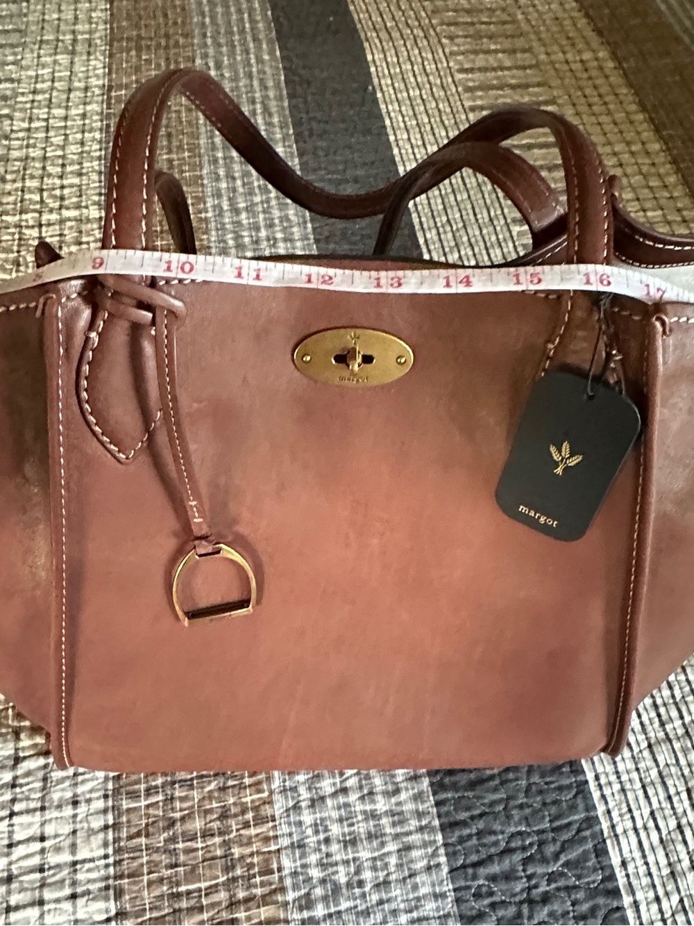 Margo New York Phoebe Leather Tote Bag in Cognac - Picture 8 of 11